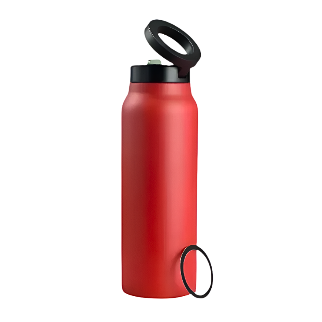 24oz magnetic Water Bottle with Flex Straw Cap - Red