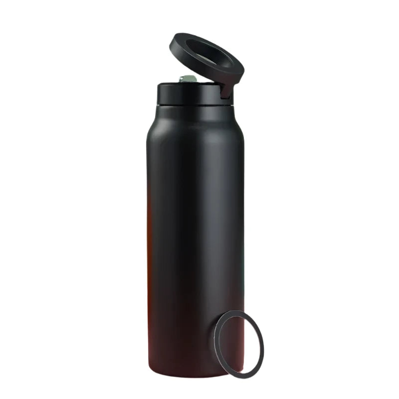 24oz magnetic Water Bottle with Flex Straw Cap - Black