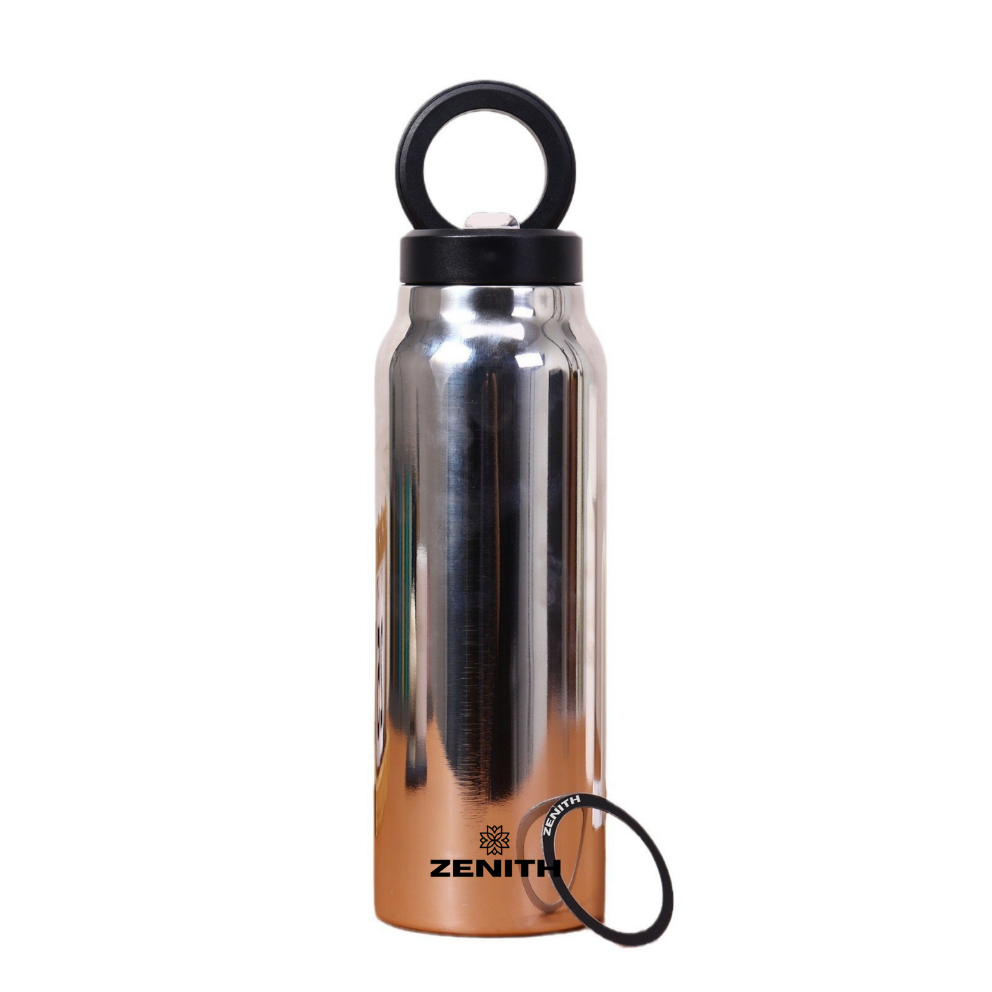 24oz ZENITH™ Magnetic Water Bottle with Flex Straw Cap - Silver